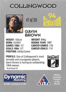 1994 AFL Sensation #47 Gavin Brown Back